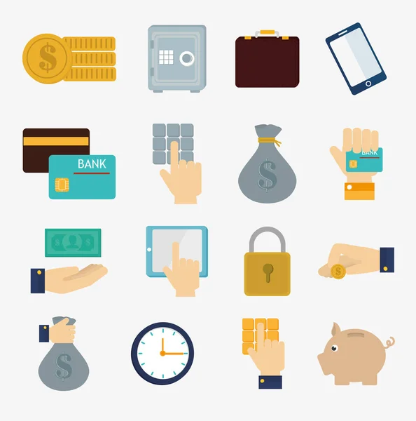 Bundle of hands with finance set icons — Stock Vector