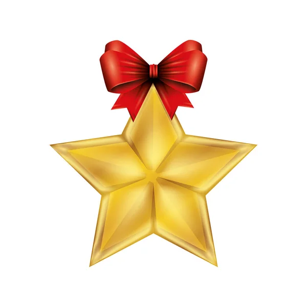 Estrella decoración navidad con lazo lazo aislado icono — Archivo Imágenes Vectoriales