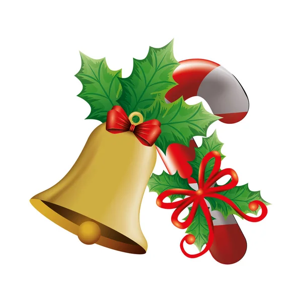 Bastone con campanello decorazione natalizia — Vettoriale Stock