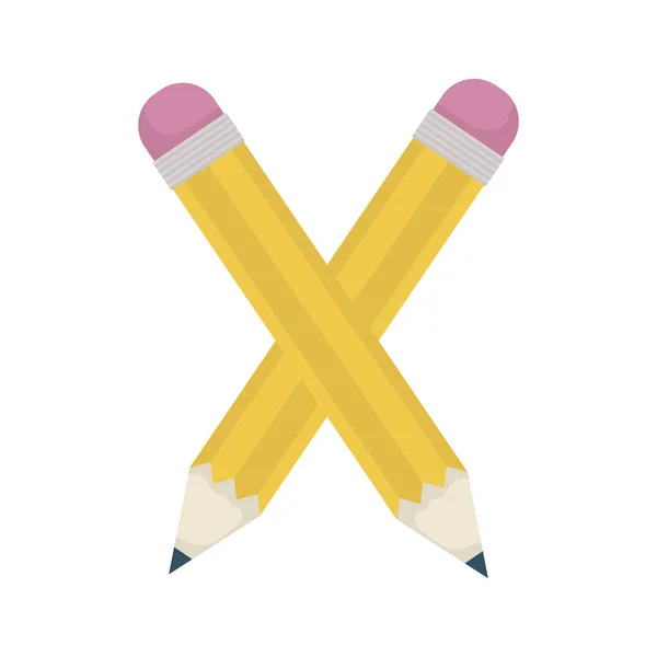 Pennor skolmaterial korsade ikon — Stock vektor