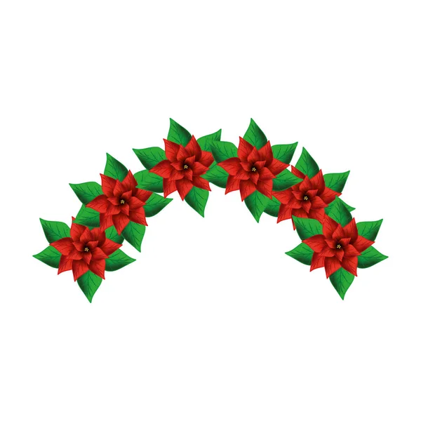 Decoratie van bloemen kerst met bladeren — Stockvector