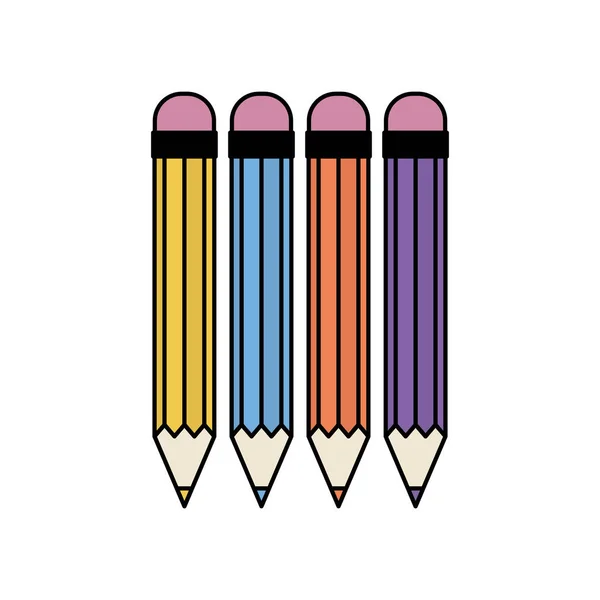 Pencils colors supplies isolated icon — Stock Vector