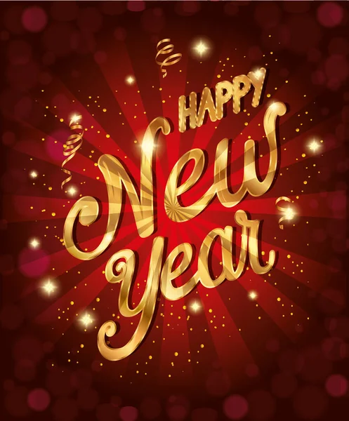 Cartaz de feliz ano novo com decoração —  Vetores de Stock