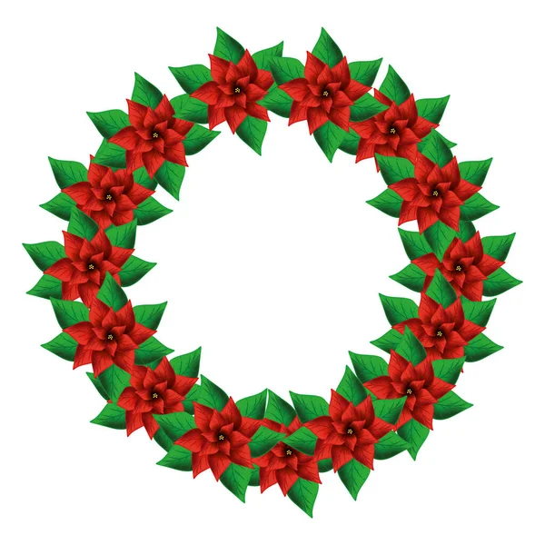 Corona di fiori Natale decorativo con foglie — Vettoriale Stock