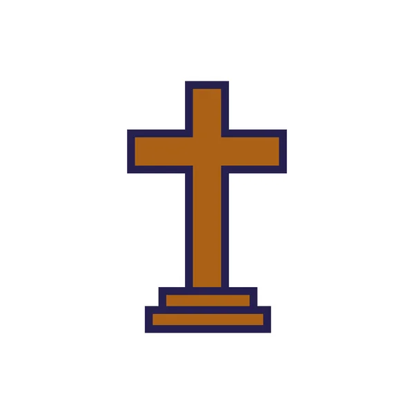 Wooden cross religious isolated icon — Stock Vector