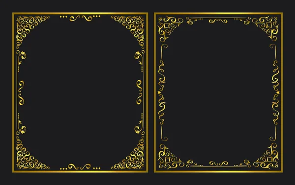 Sada elegantních zlatých ornamentálních rámů — Stockový vektor