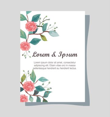 Çiçek süslemeli düğün davetiyesi
