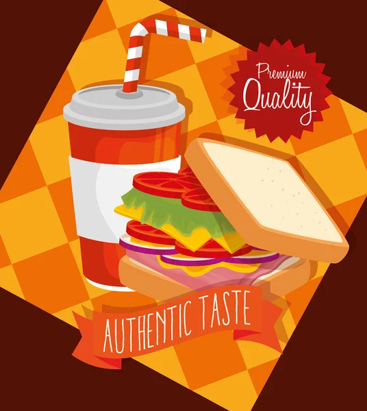Poster of premium quality with delicious food — Stock Vector