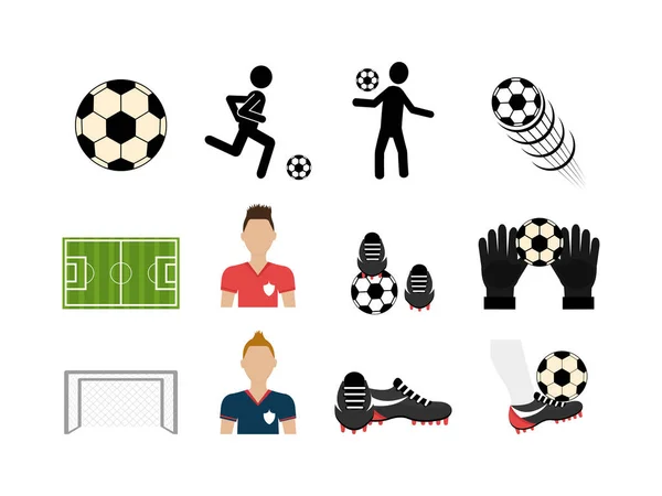 Definir ícones de futebol e set — Vetor de Stock
