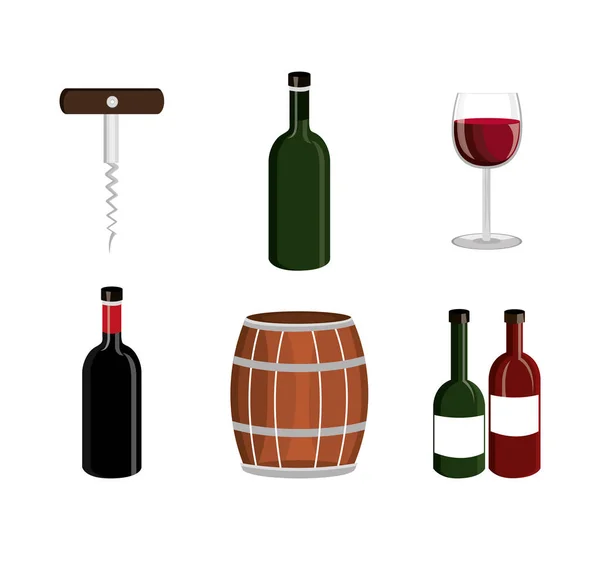 Seti simgeli şarap paketleri — Stok Vektör
