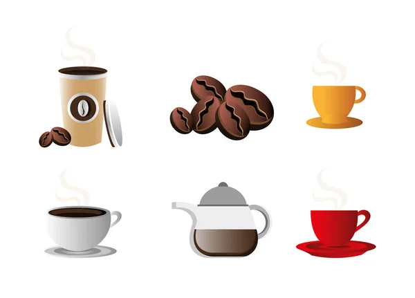 Bündel Kaffee mit Set-Ikonen — Stockvektor