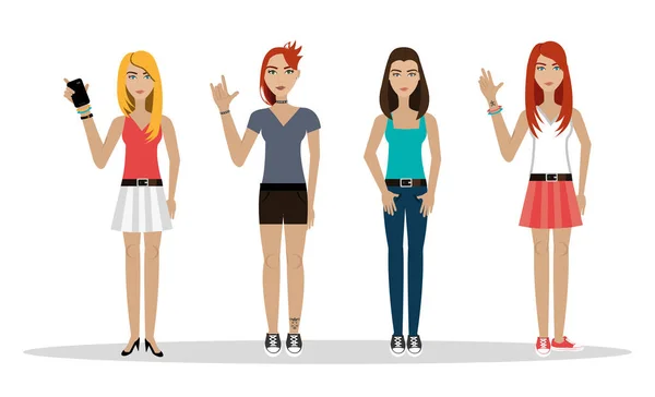 Group of women style punk — Stock Vector