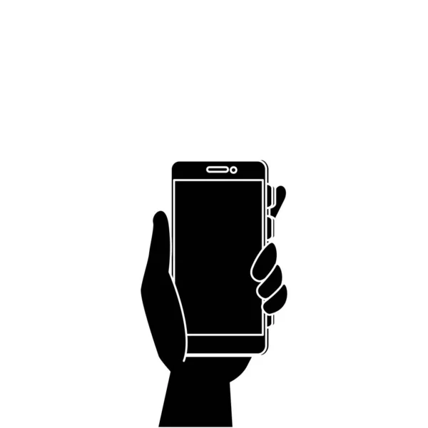 Silhouette de main avec icône isolée smartphone — Image vectorielle