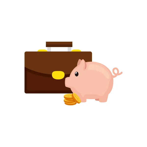 Kufřík s izolovanou ikonou prasečí banky — Stockový vektor