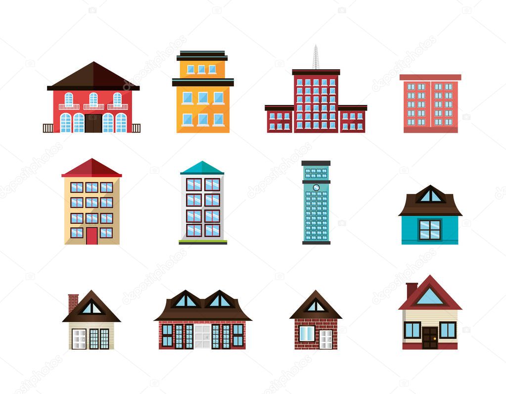 bundle structures facade isometric icons