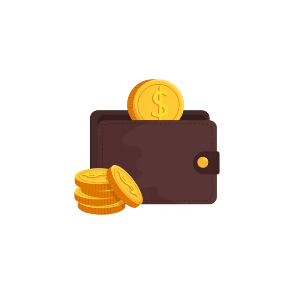 Pénztárca érmékkel elszigetelt ikon — Stock Vector