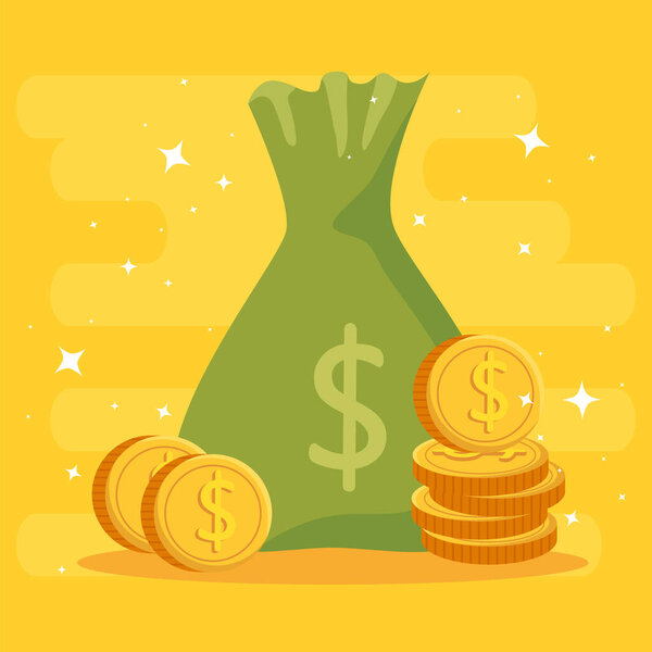 сумка с монетами изолирована иконой
