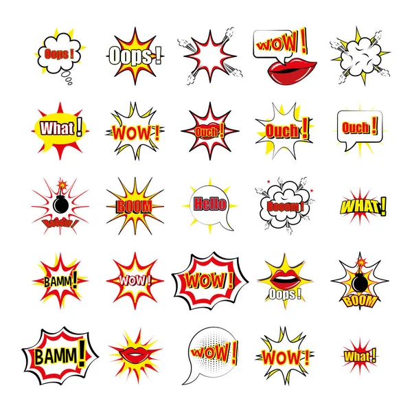 Bundle of expression style pop art — Stock Vector