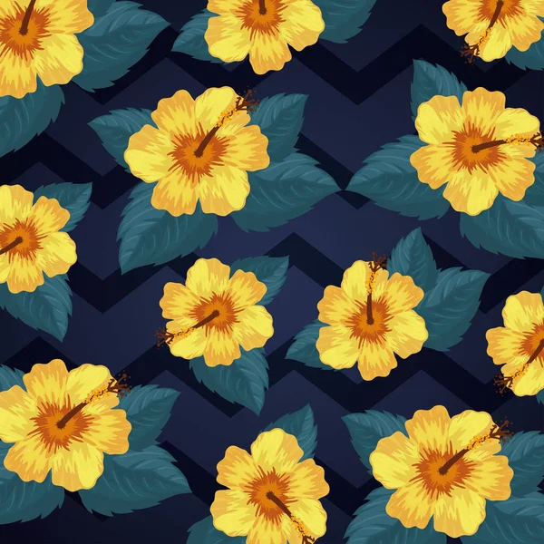Fond de fleurs et de feuilles tropicales — Image vectorielle