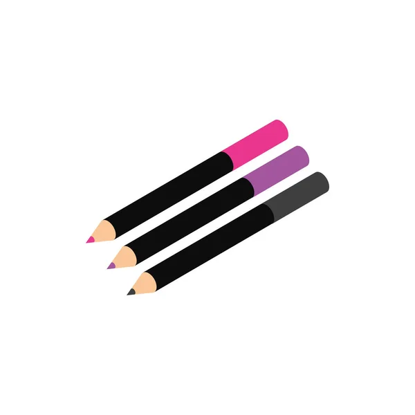 Eyeliners pencils colors makeup product isolated icon — Stock Vector
