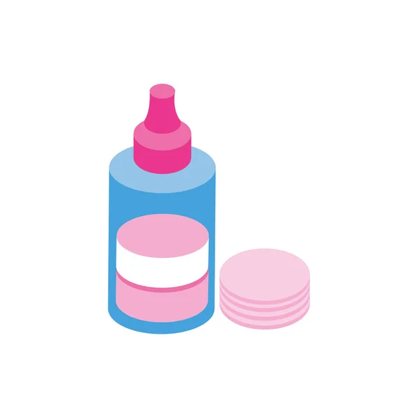 Botella líquida más limpia con aplicadores de espuma producto de maquillaje — Vector de stock