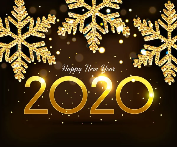 Affisch för gott nytt år 2020 med snöflingor — Stock vektor