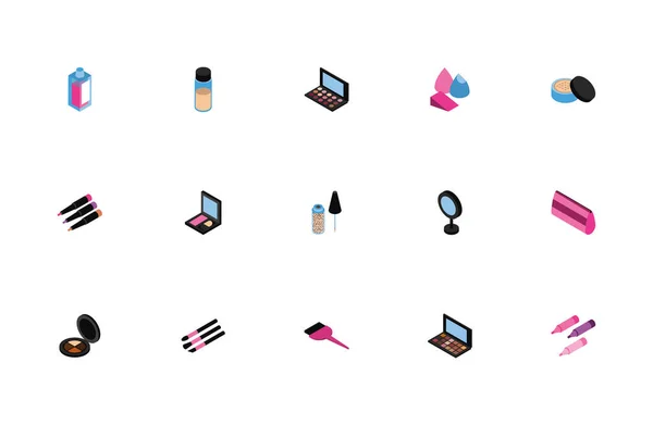 Paquet d'icônes ensemble de maquillage — Image vectorielle