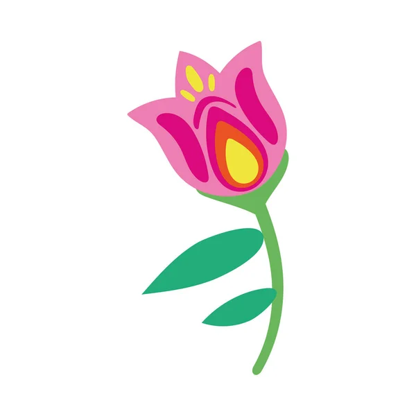 Vakre blomster og bladlapper med dekorativt ikon – stockvektor