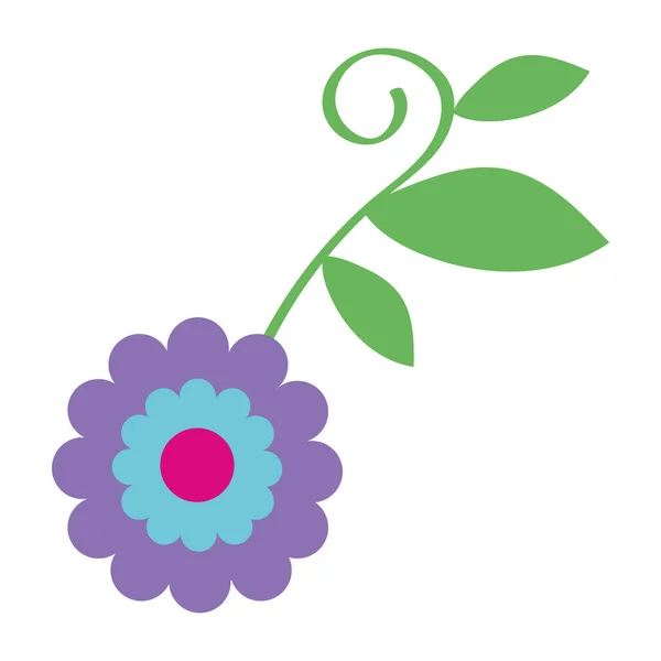 Schöne Blumen und Blätter Garten dekorative Ikone — Stockvektor