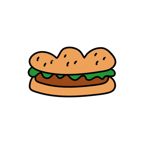 Delicioso sandwish icono de comida rápida — Vector de stock