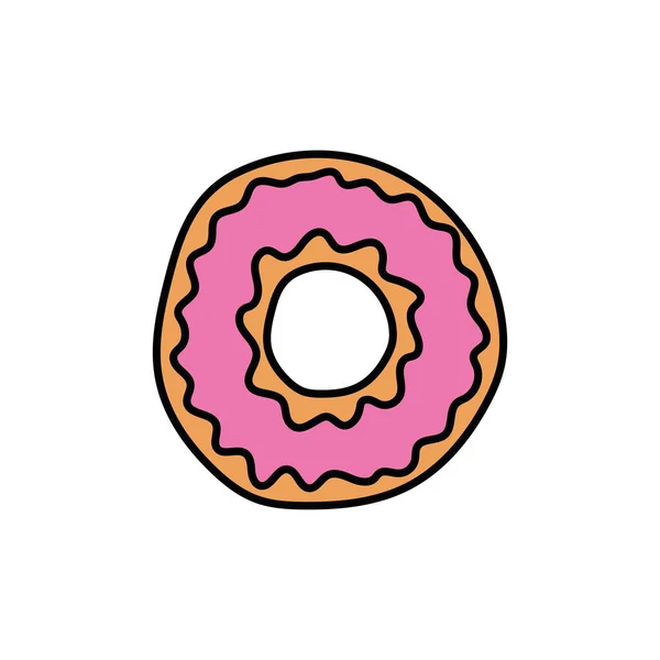 Delicioso dulce donut panadería icono — Vector de stock