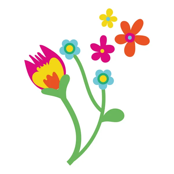 Beautiful flowers garden decorative icons — Stock Vector