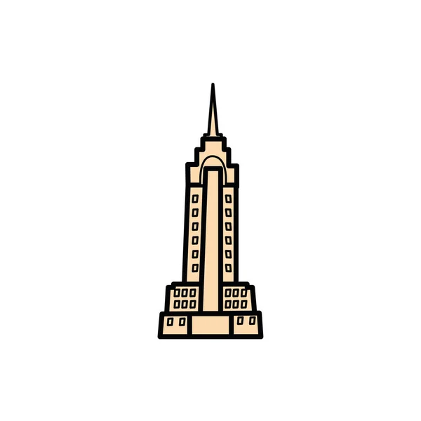 Icono de estilo de relleno de edificio de rascacielos de Nueva York — Vector de stock