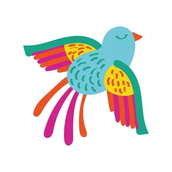 Lindo pájaro volando decoración mexicana — Vector de stock