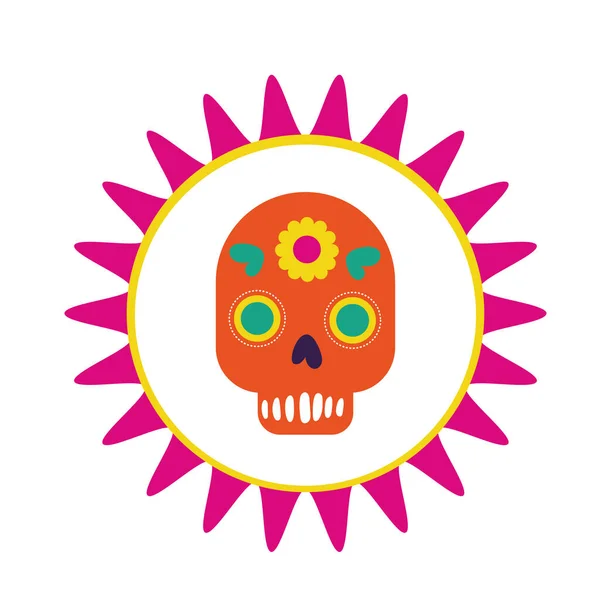 Schedel hoofd masker geschilderd pictogram — Stockvector