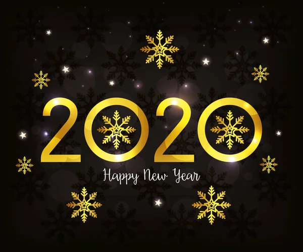 Affisch för gott nytt år 2020 med snöflingor — Stock vektor