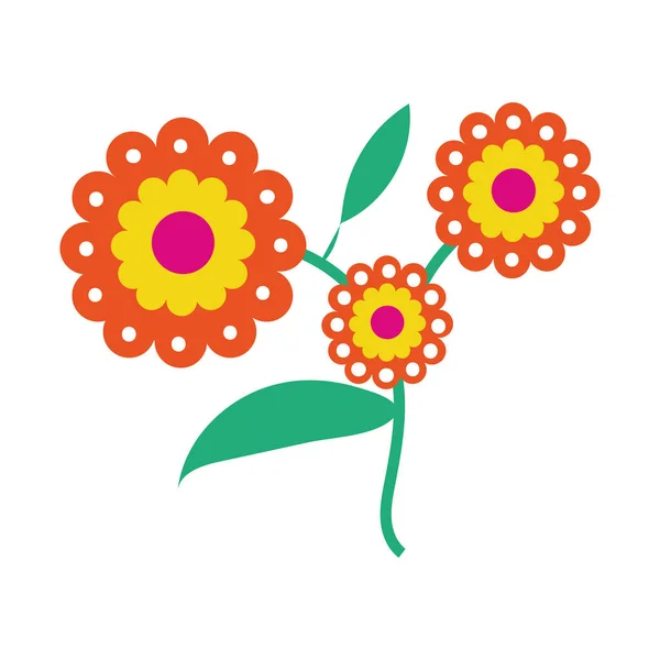 Beautiful flowers garden decorative icons — Stok Vektör