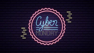 siber pazartesi neon ışığı dairesel etiketi
