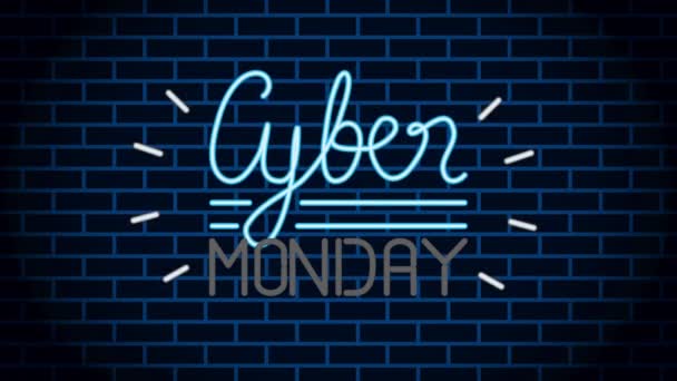 Ετικέτα cyber monday neon light — Αρχείο Βίντεο