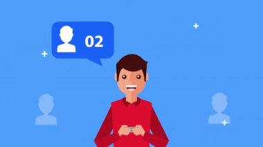 İnsan ve konuşma baloncuğu ile sosyal medya teknolojisi