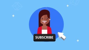 Afro kadın ve fare işaretçili sosyal medya teknolojisi