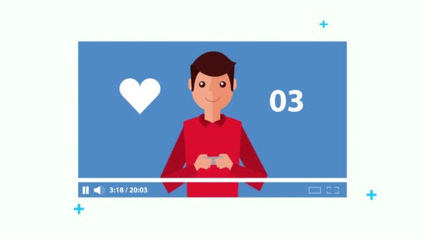 Tecnologia de mídia social com homem e modelo de web — Vídeo de Stock