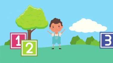 little boy in the field scene