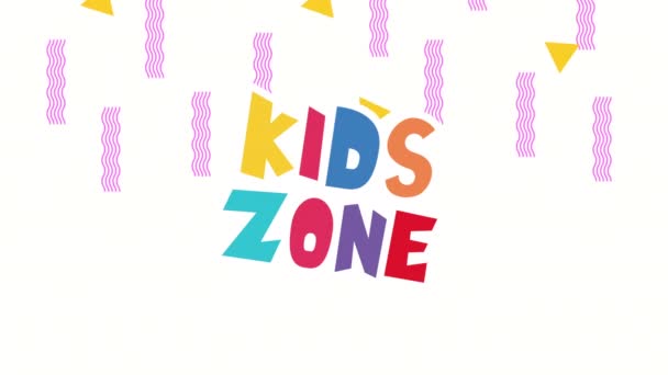 Kinderen zone belettering met gekleurde letters — Stockvideo