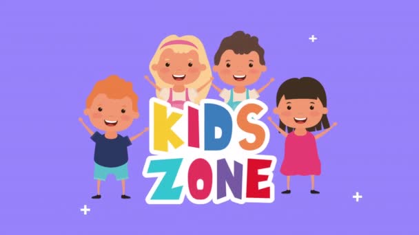 Petit groupe d'enfants avec lettrage zone enfants — Video