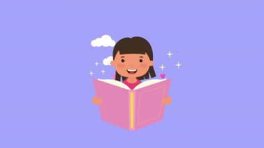 Küçük kız kitap karakteri okuyor.
