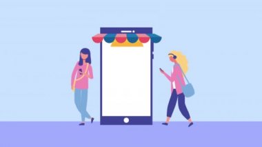 Akıllı telefon karakterleri kullanan genç kızlar