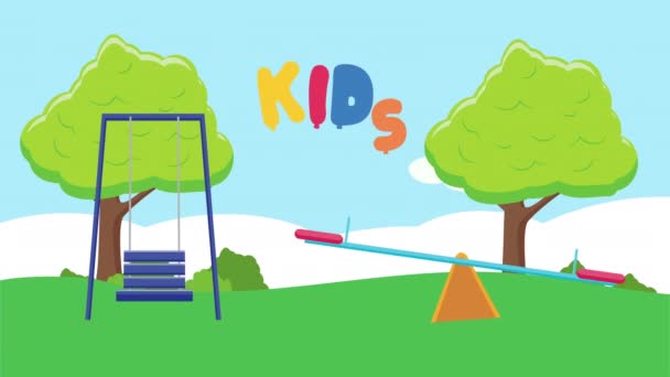 Kids zone lettering with colored letters — 图库视频影像