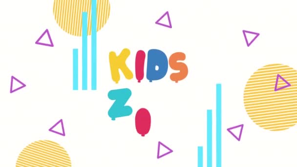 Kids zone lettering with colored letters — ストック動画