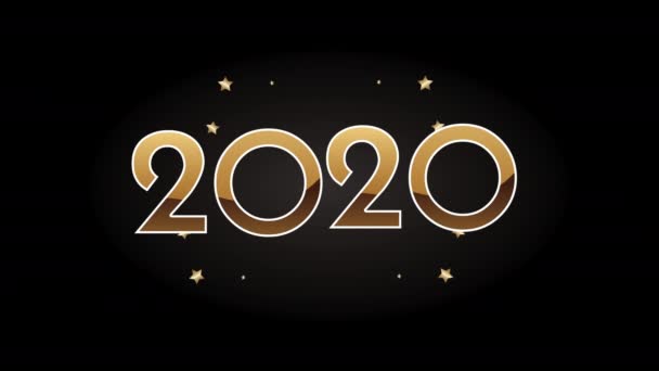 Feliz ano novo dourado 2020 números com estrelas — Vídeo de Stock